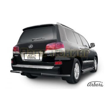 Защита задняя уголки чёрная сталь 76 мм Slitkoff для Lexus LX-570 2012-