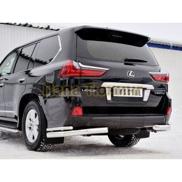 Защита задняя двойные уголки d76-d42 РусСталь для Lexus LX-570/450d 2015-