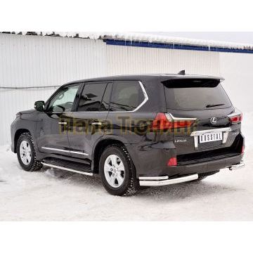 Защита задняя двойные уголки d76-d42 РусСталь для Lexus LX-570/450d 2015-