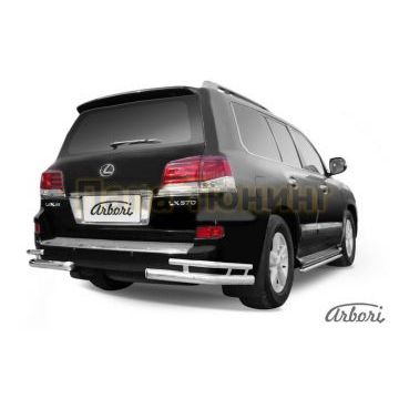 Защита задняя двойные уголки 76-42 мм Slitkoff для Lexus LX-570 2012-