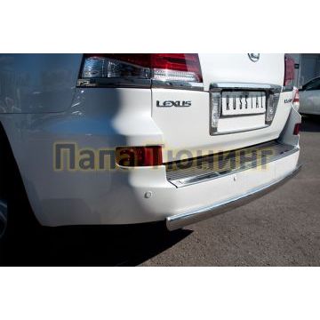 Защита заднего бампера овальная 75х42 мм РусСталь для Lexus LX-570 2012-2015
