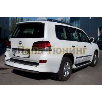 Защита заднего бампера овальная 75х42 мм РусСталь для Lexus LX-570 2012-2015