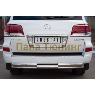 Защита заднего бампера d76-d42 ступень РусСталь для Lexus LX-570 2012-2015