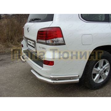 Защита задняя двойные уголки 76-42 мм ТСС для Lexus LX-570 2012-2015