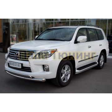 Защита передняя двойная 76-75х42 мм РусСталь для Lexus LX-570 2012-2015