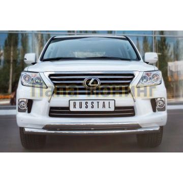Защита передняя двойная 76-75х42 мм РусСталь для Lexus LX-570 2012-2015