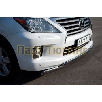Защита передняя овальная двойная 75x42 мм РусСталь для Lexus LX-570 2012-2015