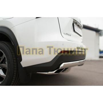 Защита заднего бампера овальная 75х42 мм дуга РусСталь для Lexus NX-200/200t/300h 2014-2017