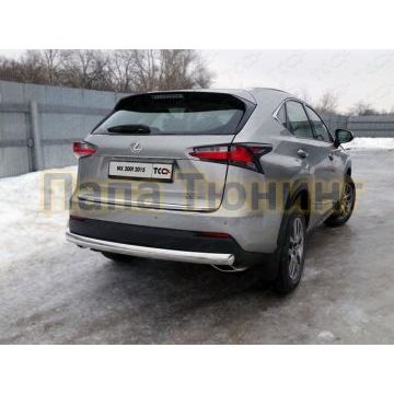 Защита заднего бампера овальная 75х42 мм ТСС для Lexus NX-200t 2014-2017