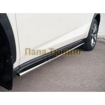 Пороги труба овальная с проступью 75х42 мм РусСталь для Lexus NX-200 2014-