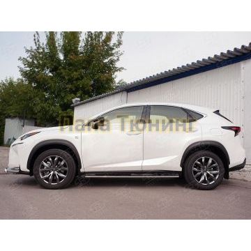Пороги труба овальная с проступью 75х42 мм РусСталь для Lexus NX-200 2014-