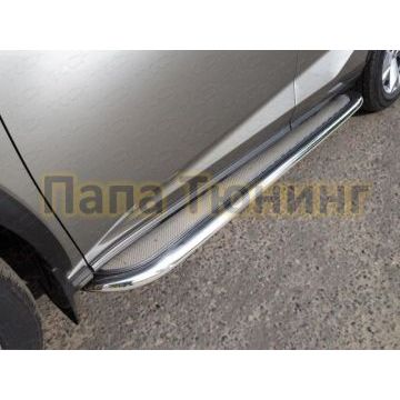 Пороги с площадкой нержавеющий лист 75х42 мм ТСС для Lexus NX 2017- Пороги с площадкой нержавеющий лист 75х42 мм ТСС для Lexus NX 2017-