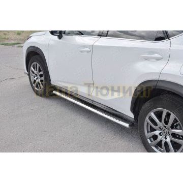 Пороги труба овальная с проступью 120x60 мм для Lexus NX-300 2017-