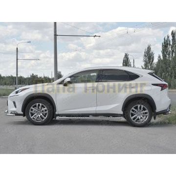 Пороги труба овальная с проступью 120x60 мм для Lexus NX-300 2017-