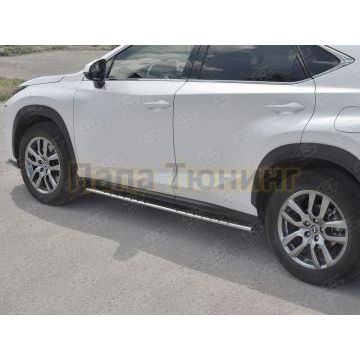 Пороги труба овальная с проступью 75х42 мм для Lexus NX-300 2017-