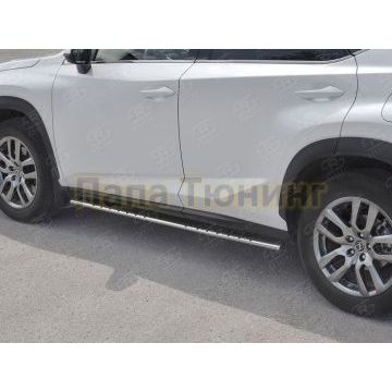 Пороги труба овальная с проступью 75х42 мм для Lexus NX-300 2017-