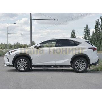 Пороги труба овальная с проступью 75х42 мм для Lexus NX-300 2017-