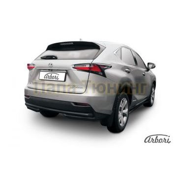 Защита заднего бампера чёрная сталь 57 мм Slitkoff для Lexus NX-300h 2014-2017