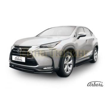 Защита передняя чёрная сталь двойная радиусная 57-42 мм Slitkoff для Lexus NX-300h 2014-2017