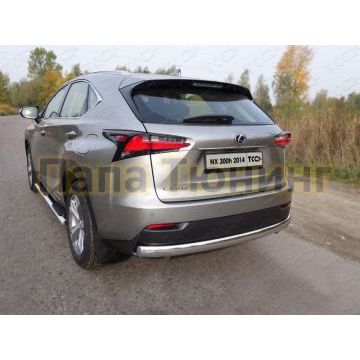 Защита заднего бампера овальная 75х42 мм ТСС для Lexus NX-300h 2014-2017