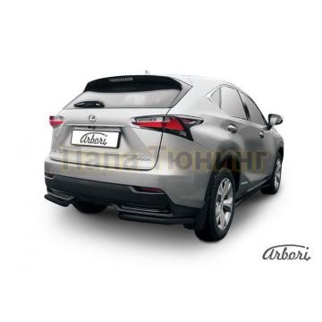 Защита задняя уголки чёрная сталь 57 мм Slitkoff для Lexus NX-300h 2014-2017