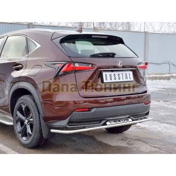 Защита заднего бампера с надписью d42 РусСталь для Lexus NX-200 2014-2017