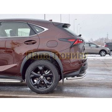 Защита заднего бампера с надписью d42 РусСталь для Lexus NX-200 2014-2017