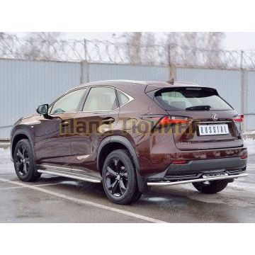 Защита заднего бампера с надписью d42 РусСталь для Lexus NX-200 2014-2017