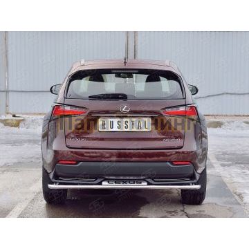 Защита заднего бампера с надписью d42 РусСталь для Lexus NX-200 2014-2017