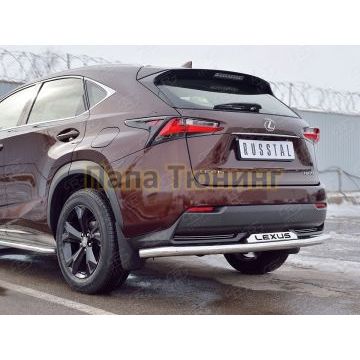 Защита заднего бампера с надписью d57 РусСталь для Lexus NX-200 2014-2017