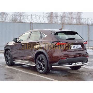 Защита заднего бампера с надписью d57 РусСталь для Lexus NX-200 2014-2017