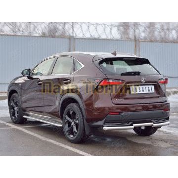 Защита заднего бампера ступень d57 РусСталь для Lexus NX-200 2014-2017