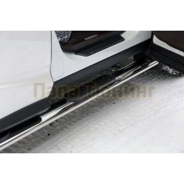 Пороги овальные с накладками 120х60 мм ТСС для Lexus RX200t/RX300/RX350/RX450h F-Sport 2015-