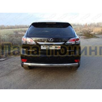 Защита заднего бампера овальная 75х42 мм ТСС для Lexus RX-350 2012-2015