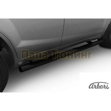 Пороги чёрная сталь труба с накладками 76 мм Arbori для Lifan Х-60 2011-