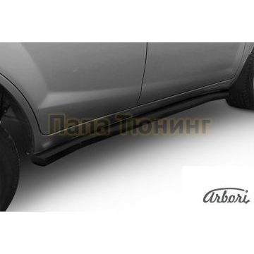 Защита штатных порогов чёрная сталь с загибами 60 мм Arbori для Lifan Х-60 2011-