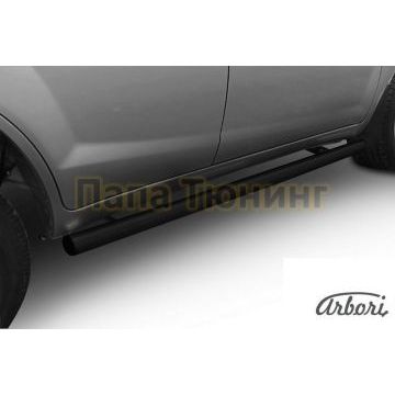 Защита штатных порогов чёрная сталь труба 60 мм Arbori для Lifan Х-60 2011-