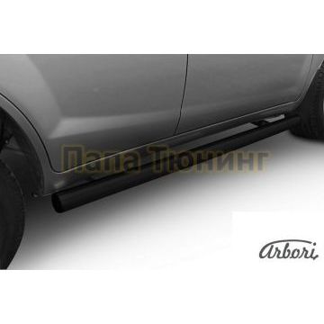 Защита штатных порогов чёрная сталь труба 76 мм Arbori для Lifan Х-60 2011-