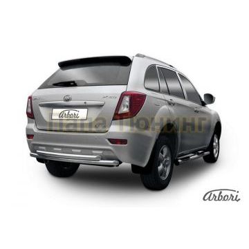 Защита заднего бампера двойная 60-60 мм Arbori для Lifan Х-60 2011-