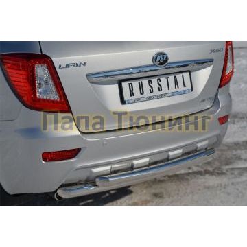 Защита заднего бампера двойная d57-d57 РусСталь для Lifan X-60 2011-2016