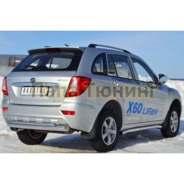 Защита заднего бампера двойная d76-d42 РусСталь для Lifan X-60 2011-2016