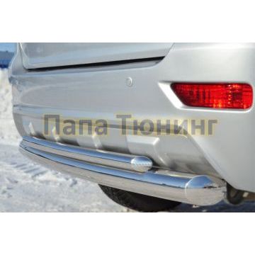 Защита заднего бампера двойная d76-d42 РусСталь для Lifan X-60 2011-2016