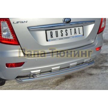 Защита заднего бампера двойная d76-d42 РусСталь для Lifan X-60 2011-2016