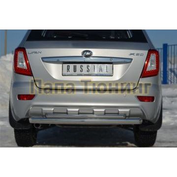 Защита заднего бампера двойная d76-d42 РусСталь для Lifan X-60 2011-2016