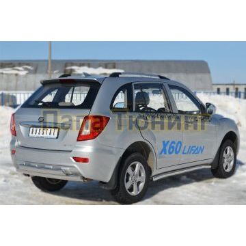Защита заднего бампера овальная двойная 75х42 мм РусСталь для Lifan X-60 2011-2016