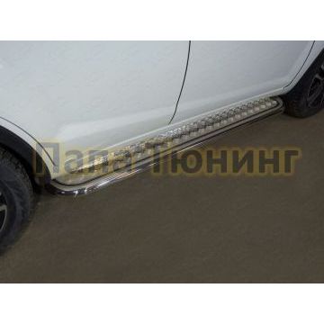Пороги с площадкой алюминиевый лист 60 мм ТСС для Lifan X60 2016- Пороги с площадкой алюминиевый лист 60 мм ТСС для Lifan X60 2016-