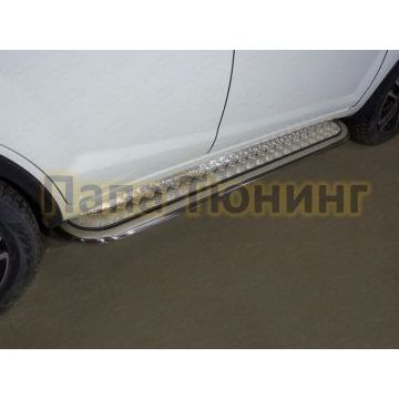 Пороги с площадкой алюминиевый лист 75х42 мм ТСС для Lifan X60 2016- Пороги с площадкой алюминиевый лист 75х42 мм ТСС для Lifan X60 2016-