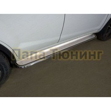 Пороги с площадкой нержавеющий лист 42 мм ТСС для Lifan X60 2016- Пороги с площадкой нержавеющий лист 42 мм ТСС для Lifan X60 2016-