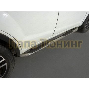 Пороги овальные гнутые с накладками 75х42 мм ТСС для Lifan X60 2016- Пороги овальные гнутые с накладками 75х42 мм ТСС для Lifan X60 2016-