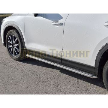 Пороги с площадкой алюминиевый лист d42 вариант 2 РусСталь для Mazda CX-5 2017-